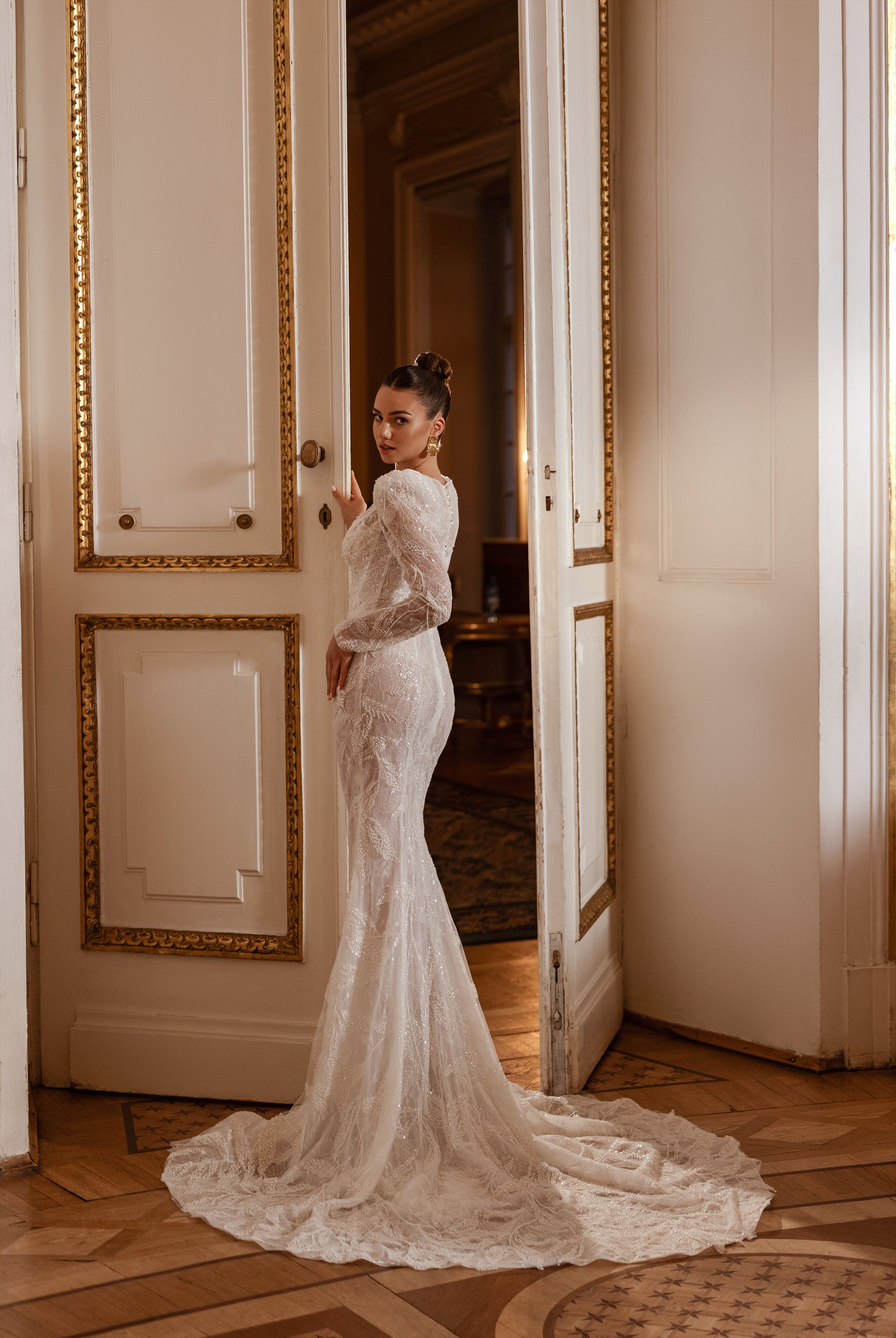 Banzhamin Trumpet/Mermaid Illusion Milk Wedding dress