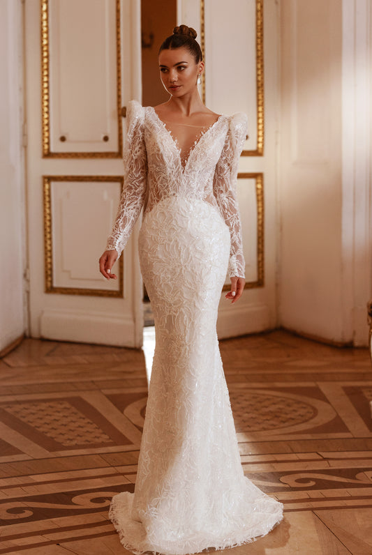 Victorine Two in one Illusion Milk Wedding dress