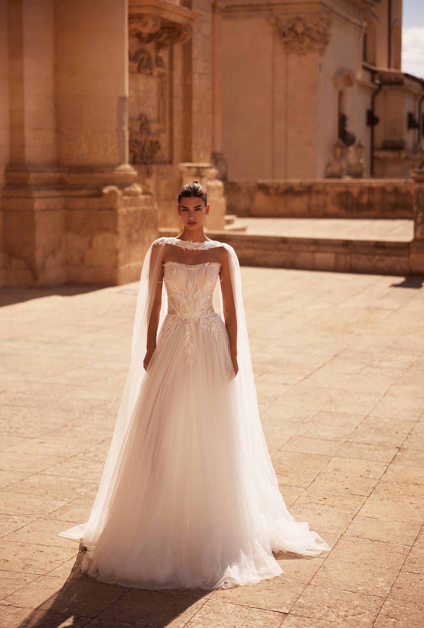 Sabrina A-line Straight across Milk Wedding dress