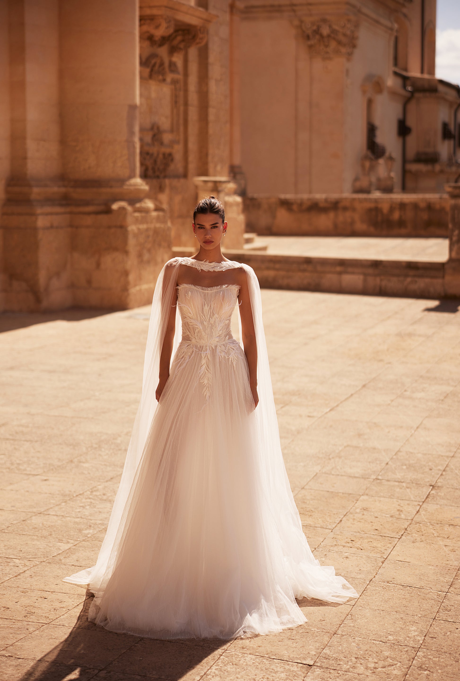 Sabrina A-line Straight across Milk Wedding dress