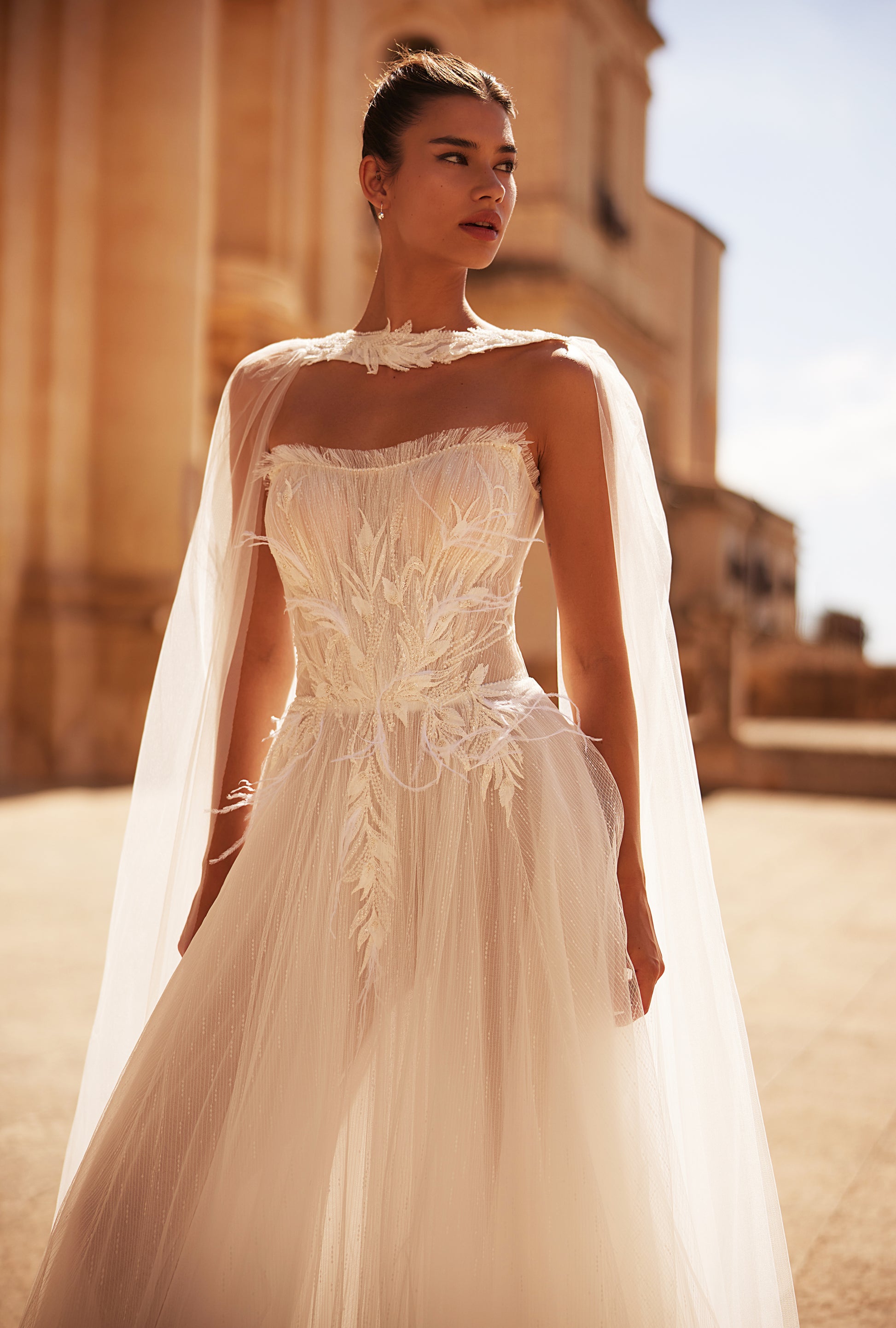 Sabrina A-line Straight across Milk Wedding dress