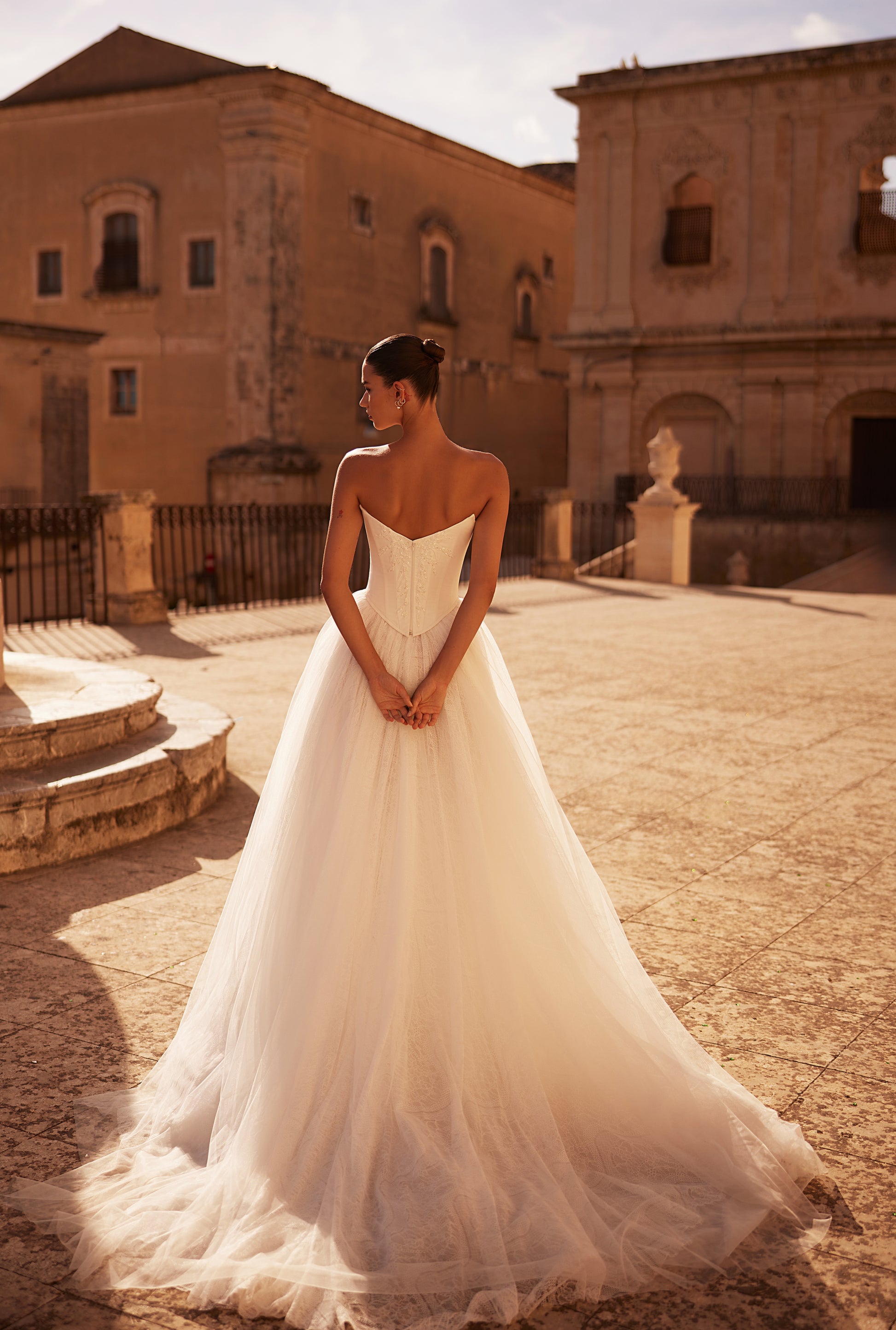 Jacline Lush A-line Straight across Milk Wedding dress