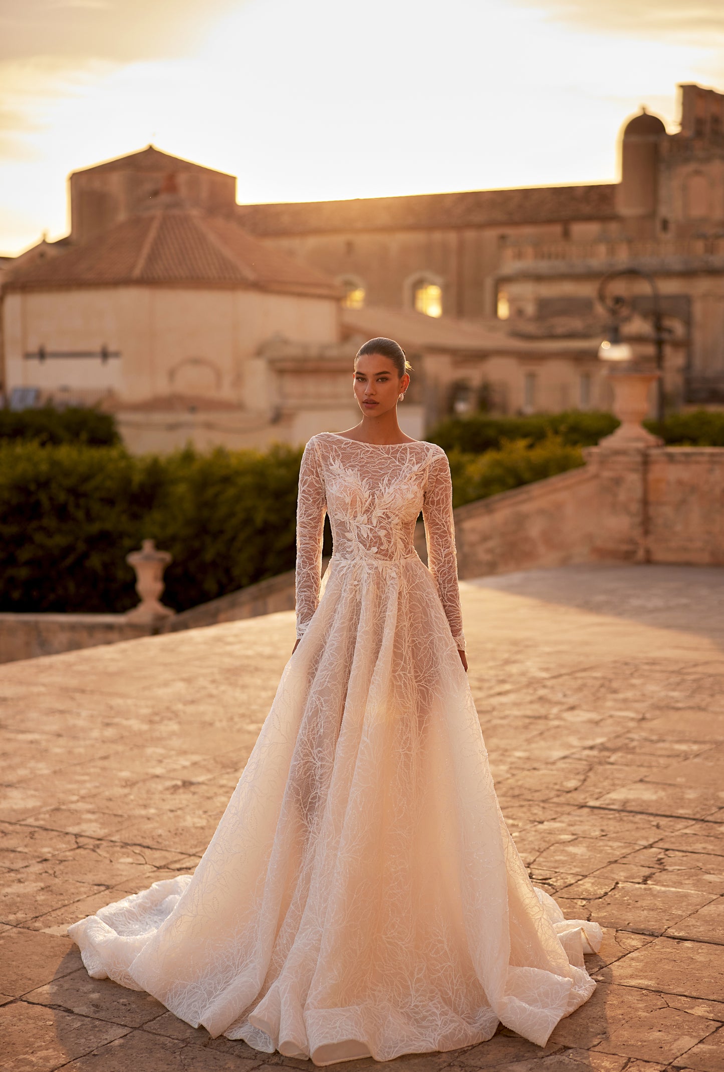 Griselle A-line Boat/Bateau Milk Wedding dress