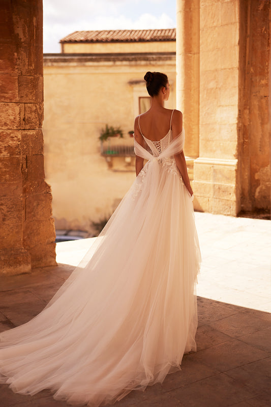 Adita A-line Illusion Milk Wedding dress