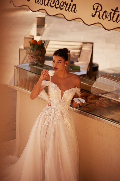 Adita A-line Illusion Milk Wedding dress