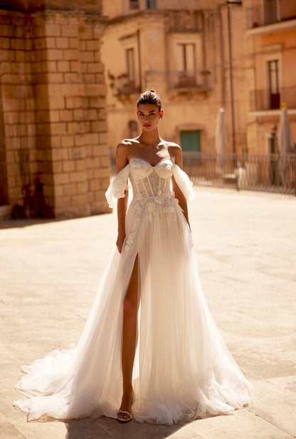 Arnella A-line Sweetheart Milk Wedding dress