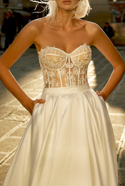 Marsela A-line Sweetheart Milk Wedding dress