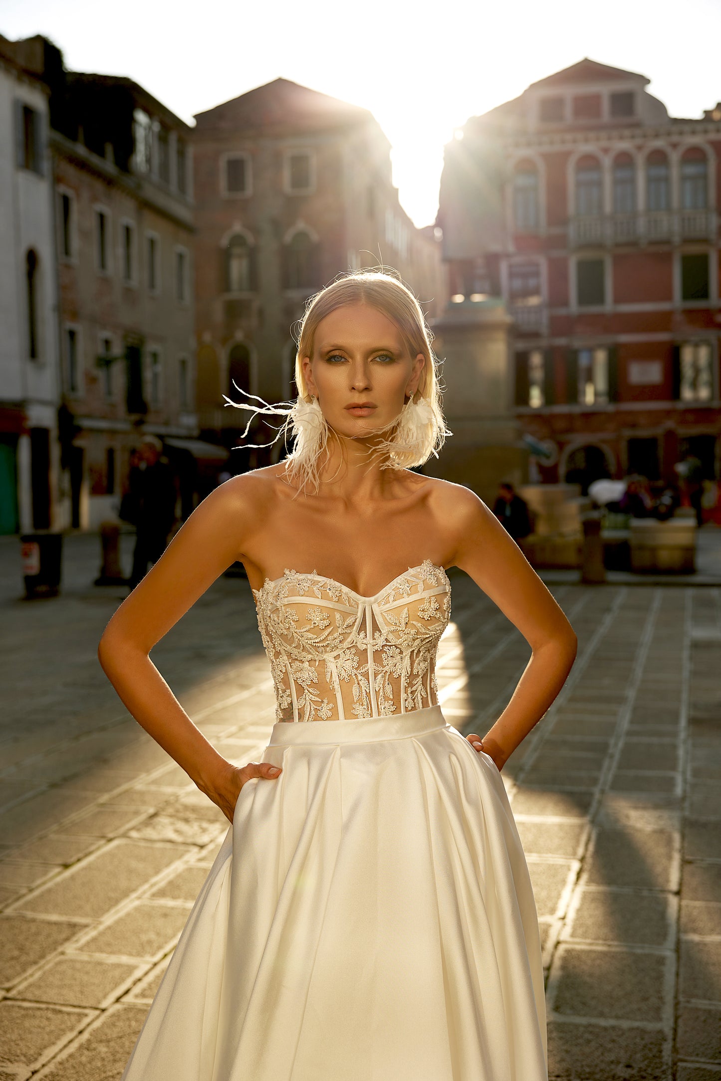 Marsela A-line Sweetheart Milk Wedding dress