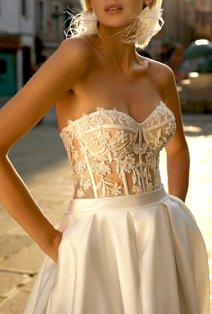 Marsela A-line Sweetheart Milk Wedding dress