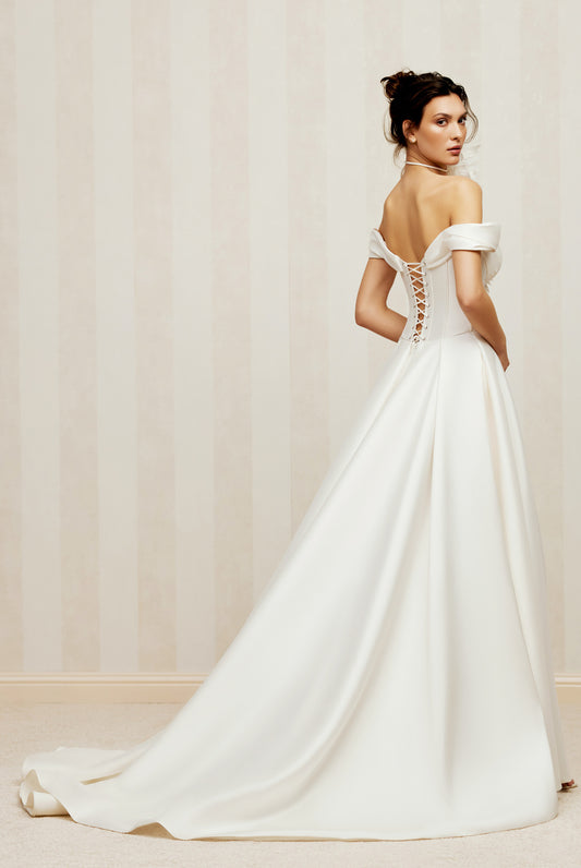 Giloria A-line Off-shoulder/Drop shoulders Milk Wedding dress
