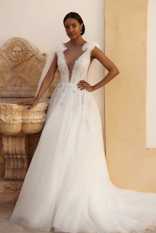 Azaria A-line Illusion Ivory Wedding dress