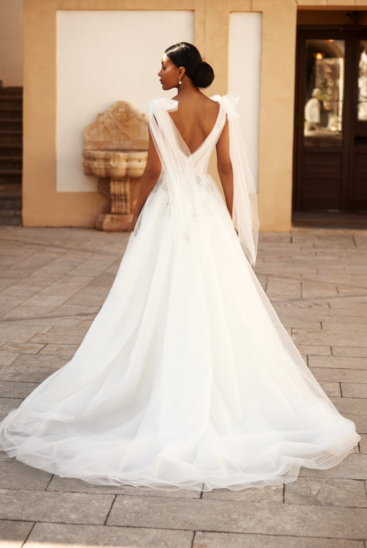 Azaria A-line Illusion Ivory Wedding dress