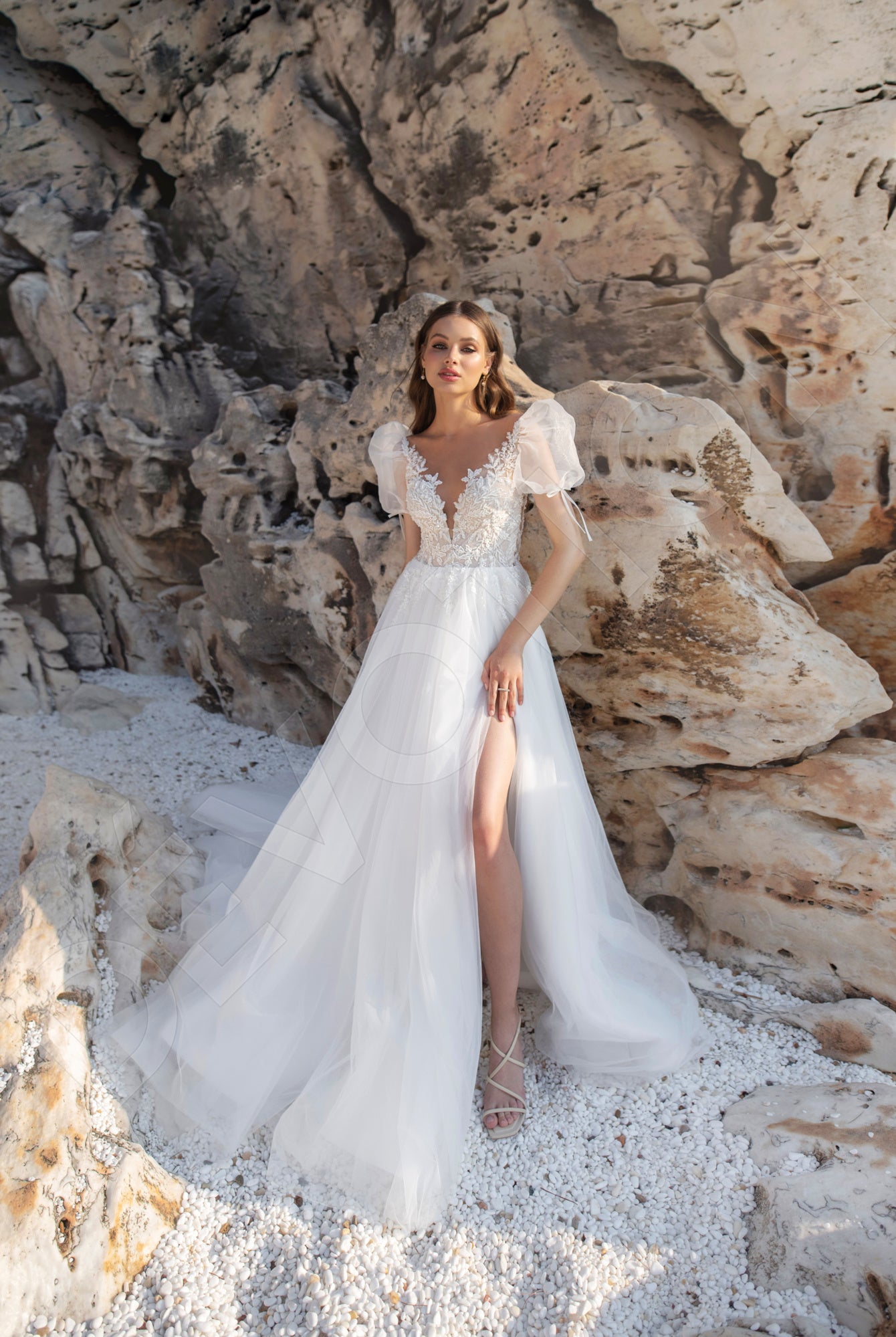 Caroline A-line Illusion Ivory Wedding dress