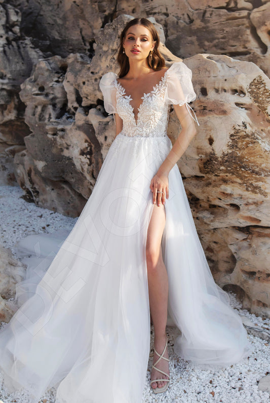 Caroline A-line Illusion Ivory Wedding dress