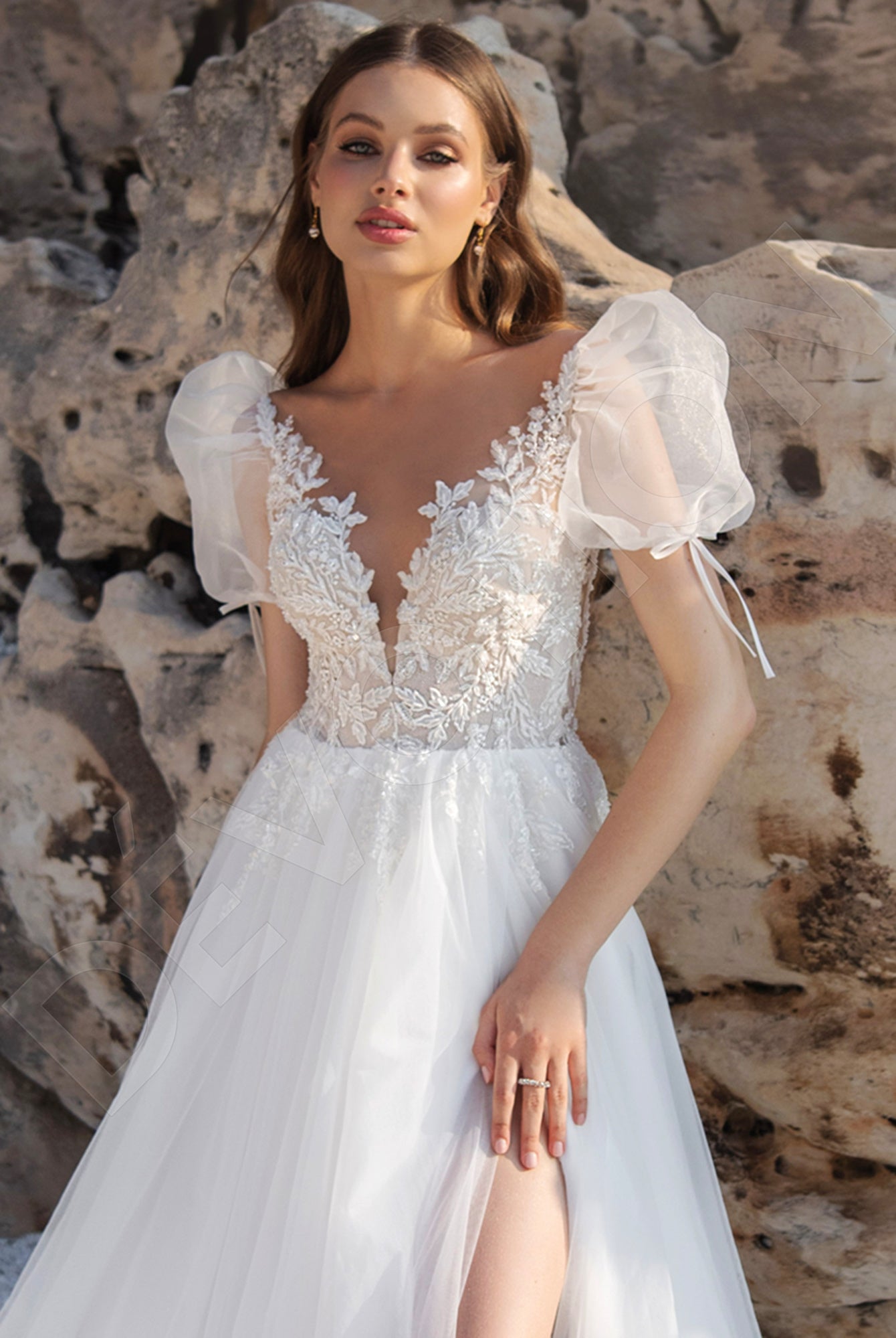 Caroline A-line Illusion Ivory Wedding dress