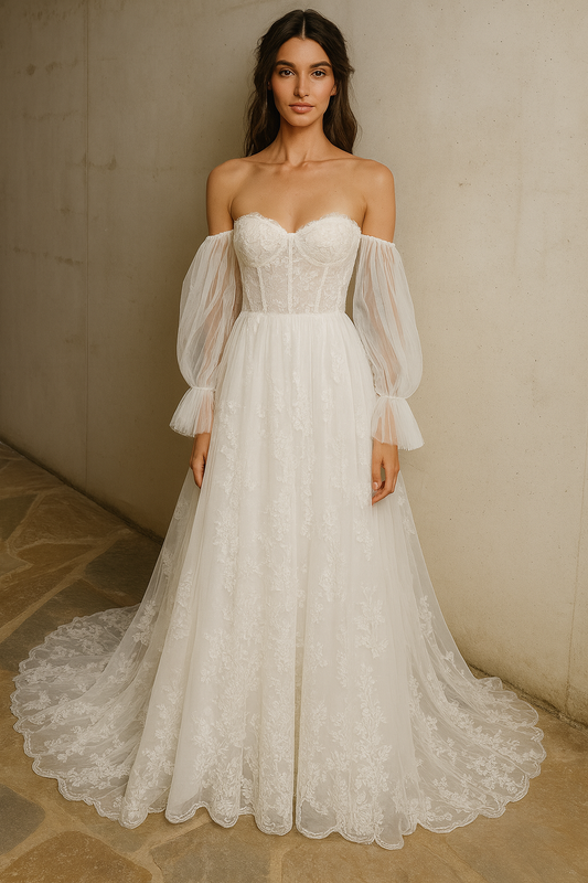 Ionea A-line Sweetheart Milk Wedding dress