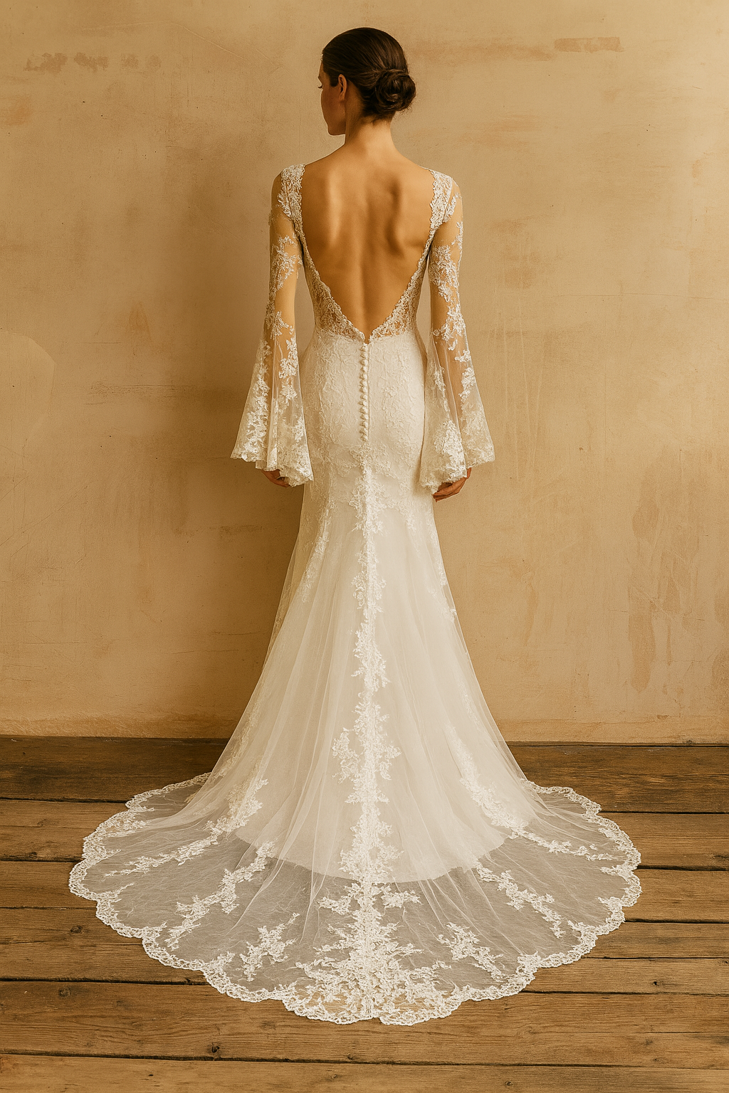 Primavera Trumpet/Mermaid Deep V-neck Milk Wedding dress