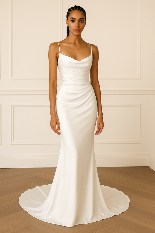 Lunith Trumpet/Mermaid V-neck Milk Wedding dress