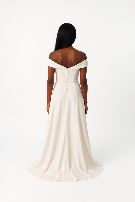 Avaris A-line Off-shoulder/Drop shoulders Milk Wedding dress