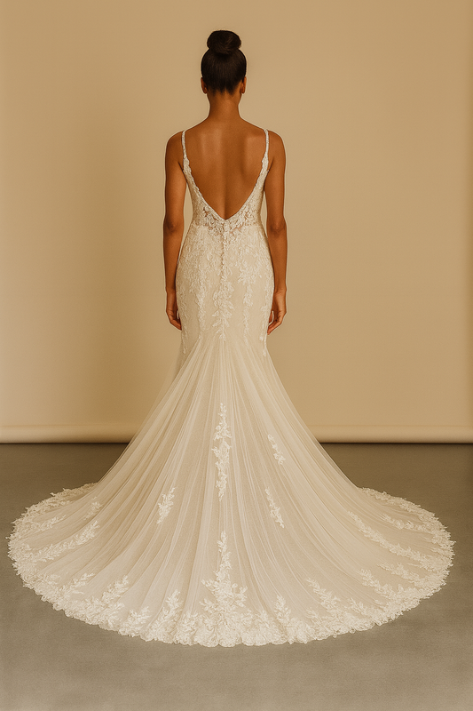 Seraphiel Trumpet/Mermaid Illusion Milk/Nude Wedding dress