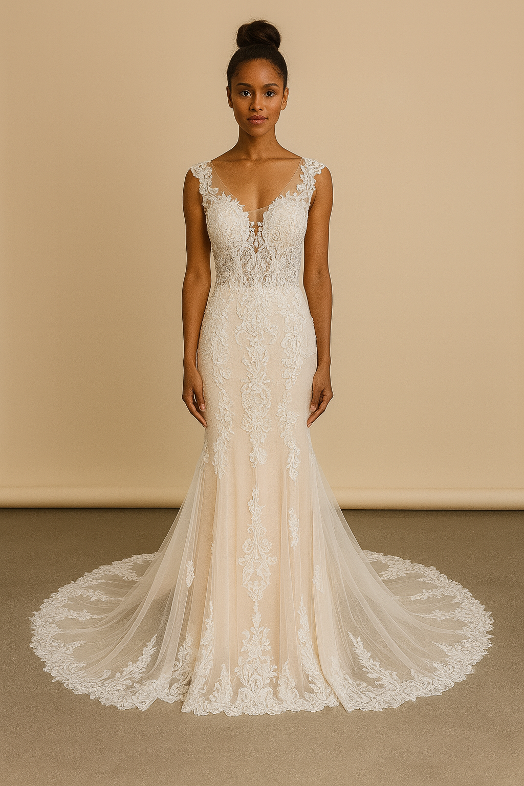 Seraphiel Trumpet/Mermaid Illusion Milk/Nude Wedding dress
