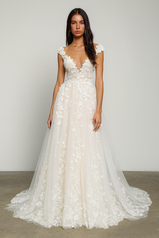 Liora A-line Illusion Milk Wedding dress