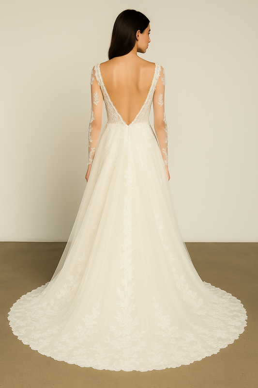 Aureline A-line V-neck Milk Wedding dress