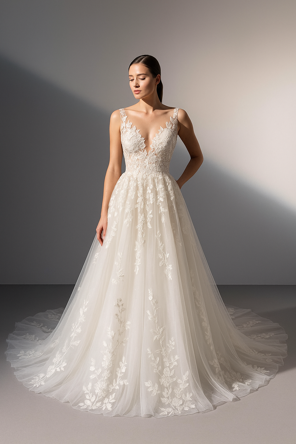 Liora A-line Illusion Milk Wedding dress