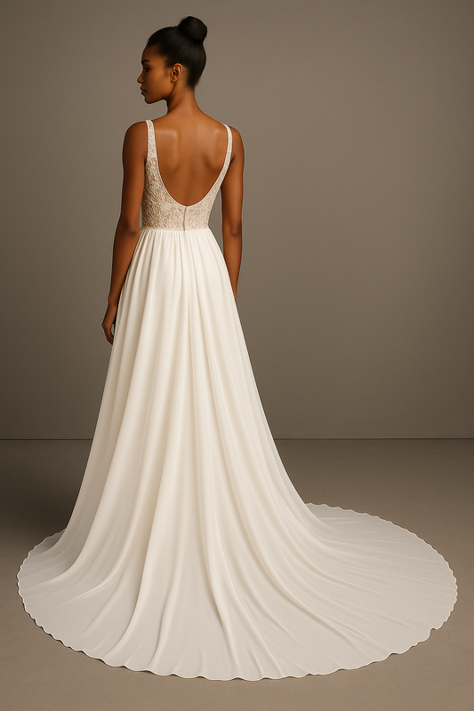 Caelia A-line V-neck Milk Wedding dress