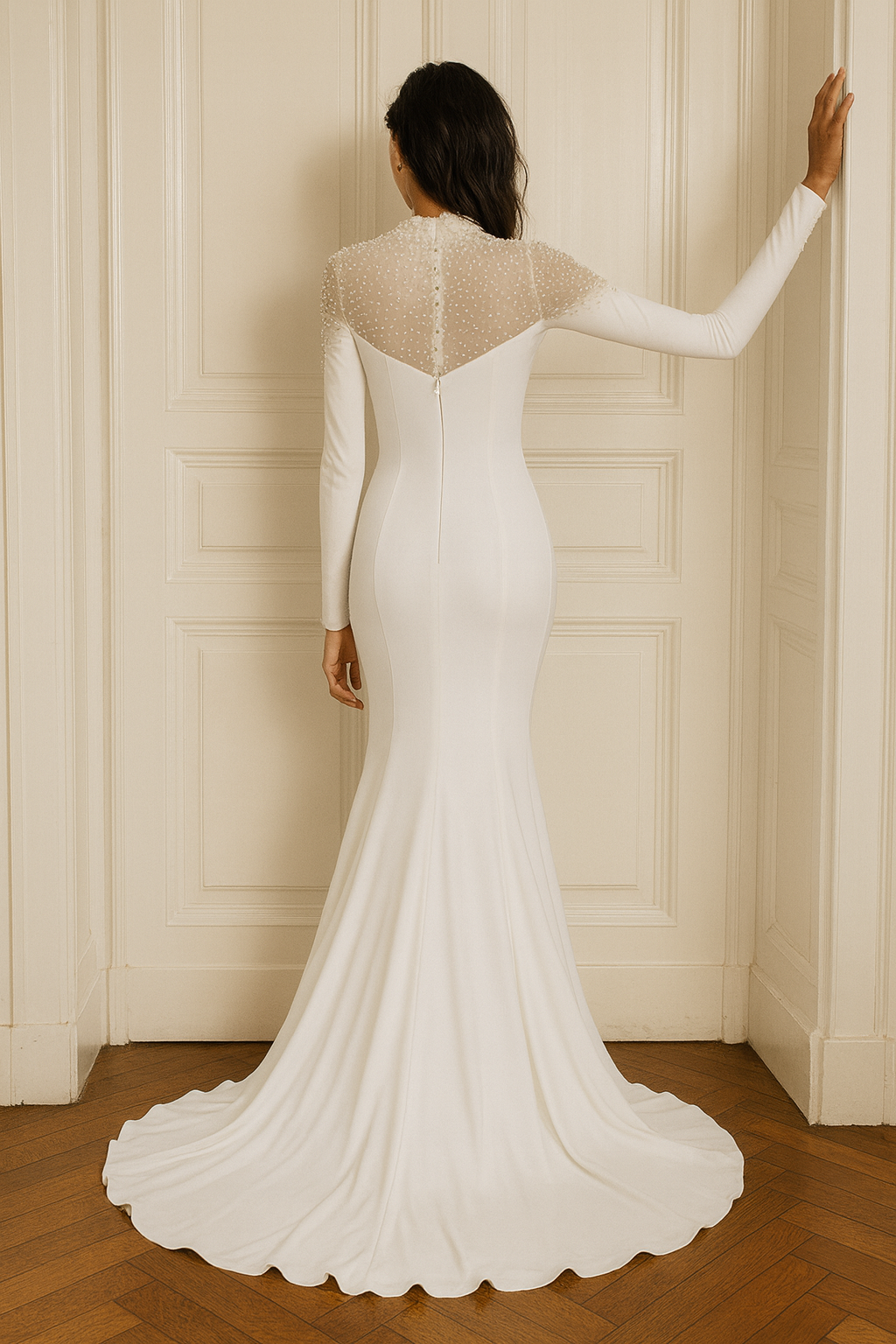 Marisse Trumpet/Mermaid Illusion Milk Wedding dress
