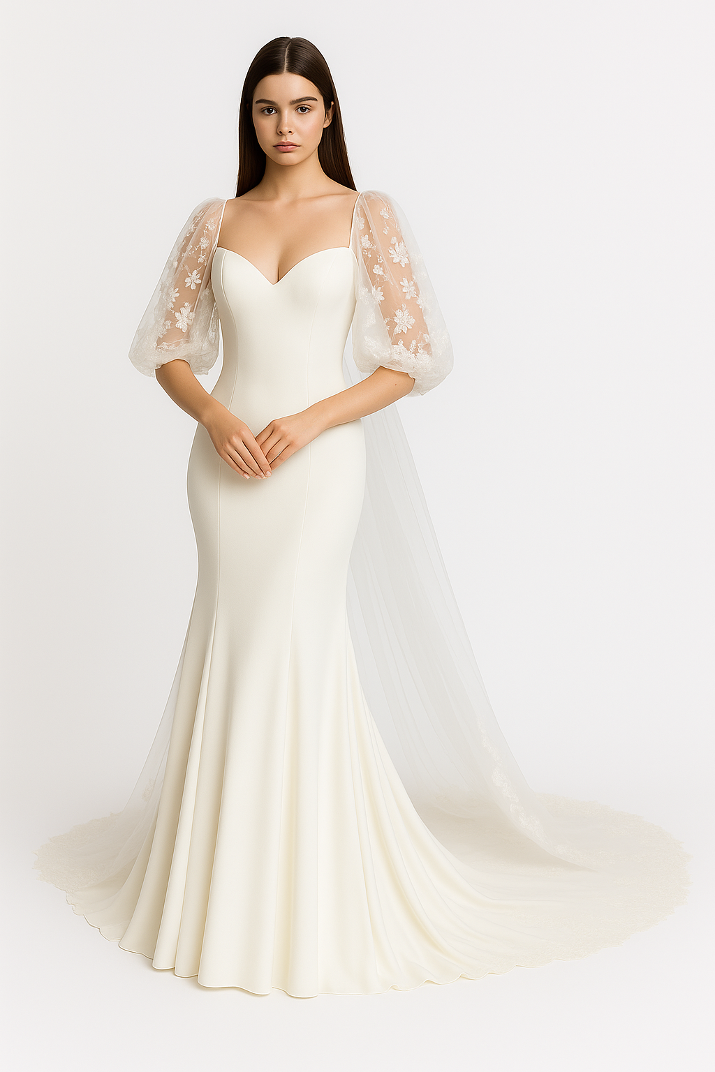 Elvira Trumpet/Mermaid Sweetheart Milk Wedding dress