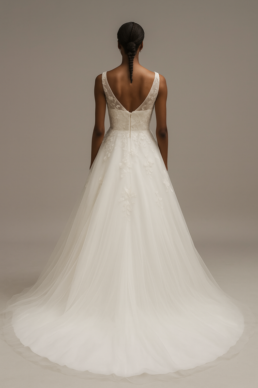 Aether A-line V-neck Milk Wedding dress