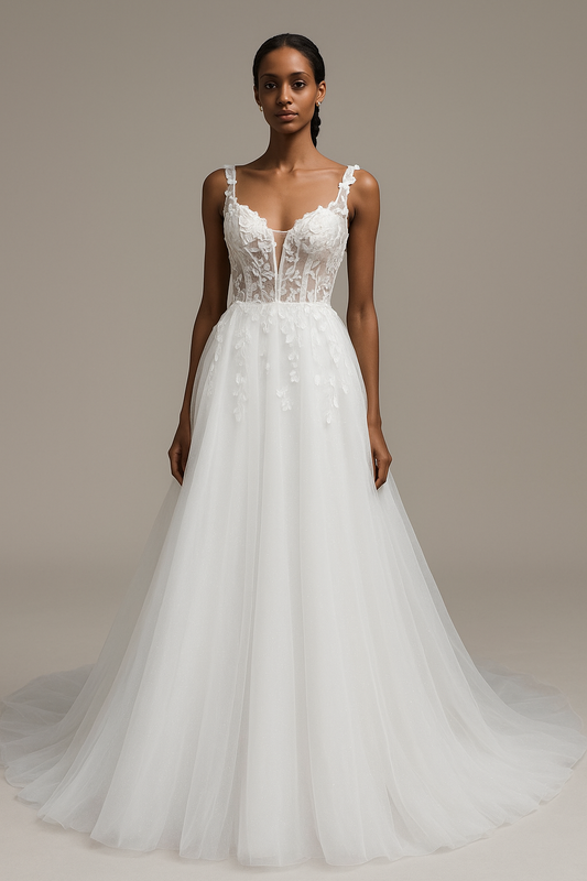 Lyrica A-line Illusion Milk Wedding dress