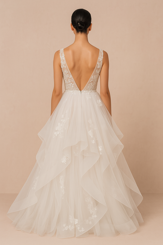 Solara Princess/Ball Gown V-neck Milk Wedding dress