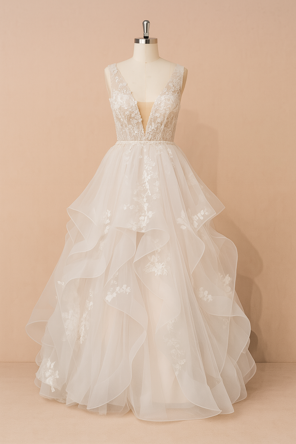 Solara Princess/Ball Gown V-neck Milk Wedding dress