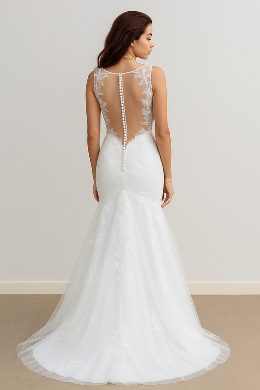 Sylva Trumpet/Mermaid Sweetheart Milk Wedding dress