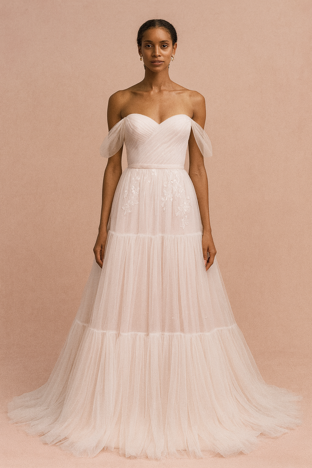 Eirlys A-line Off-shoulder/Drop shoulders Milk Wedding dress