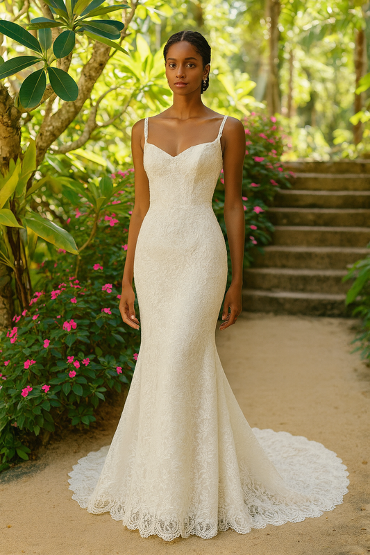 Nolira Trumpet/Mermaid V-neck Milk Wedding dress