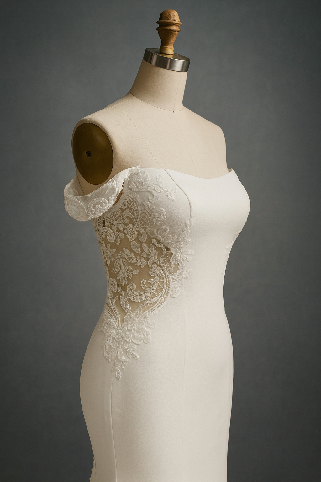 Kiara Trumpet/Mermaid Off-shoulder/Drop shoulders Milk Wedding dress
