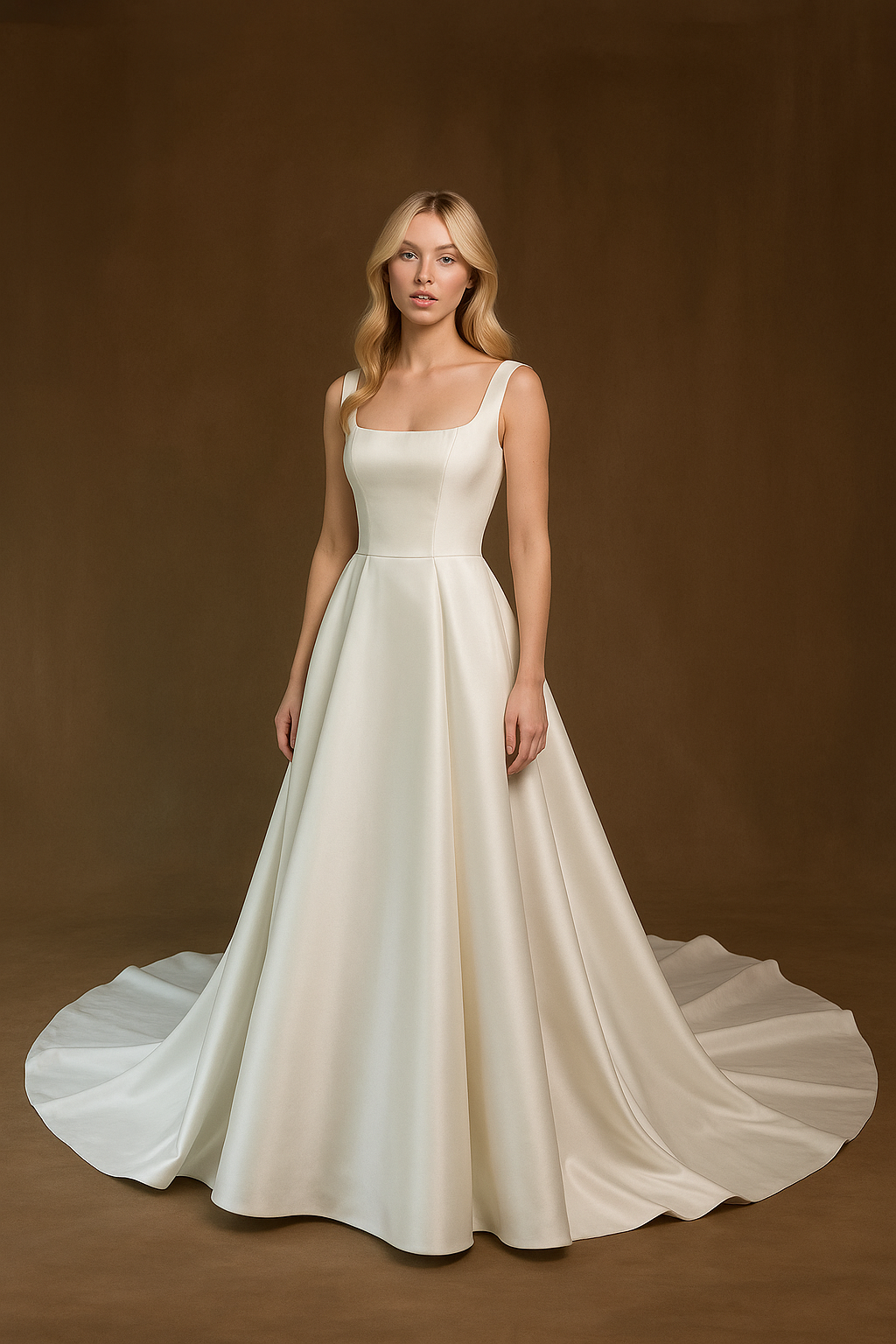 Emily A-line Square Milk Wedding dress