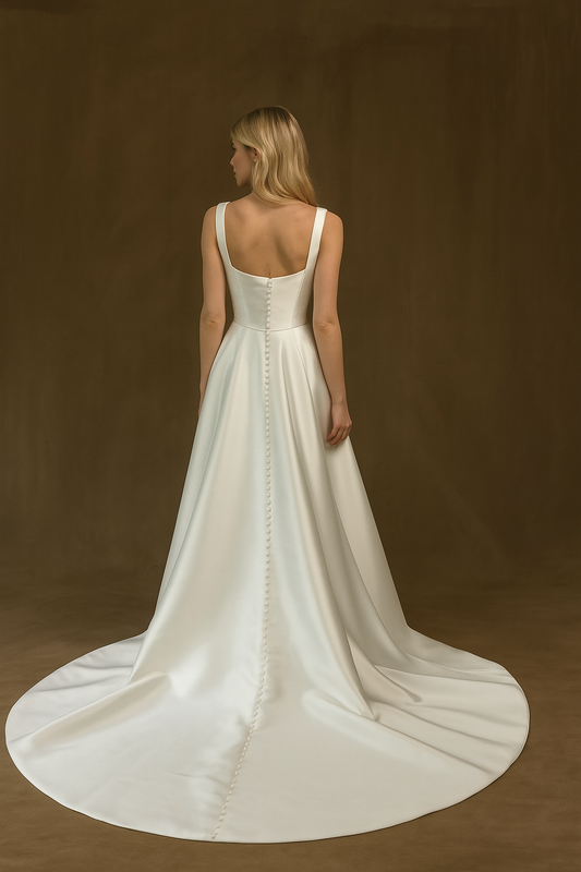 Emily A-line Square Milk Wedding dress