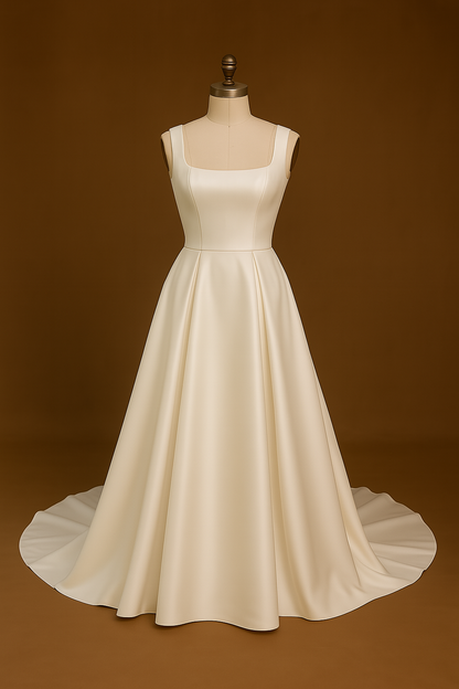 Emily A-line Square Milk Wedding dress