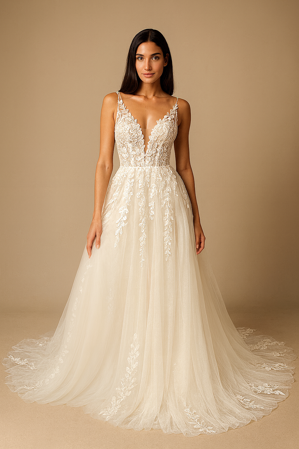 Aristea A-line V-neck Milk Wedding dress