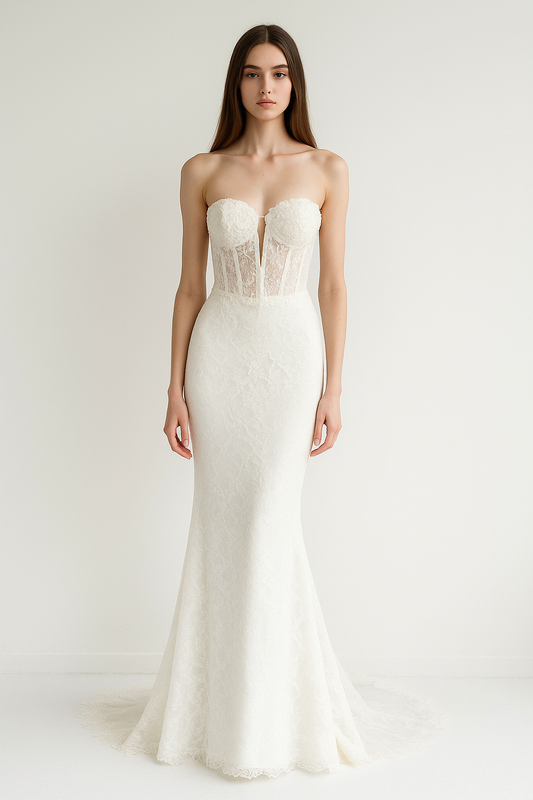 Solene Trumpet/Mermaid Sweetheart Milk Wedding dress