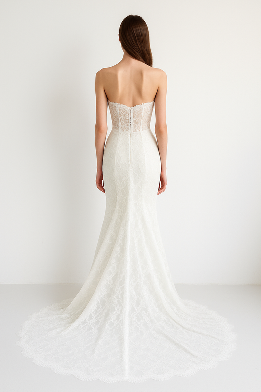 Solene Trumpet/Mermaid Sweetheart Milk Wedding dress