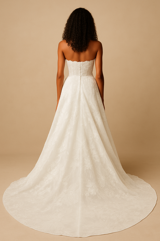Cressida A-line Straight across Milk Wedding dress