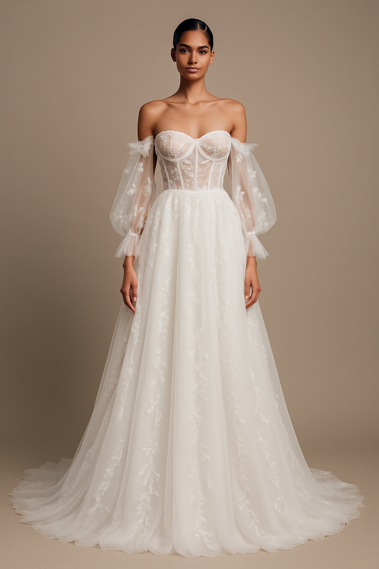 Thaliora A-line Sweetheart Milk Wedding dress