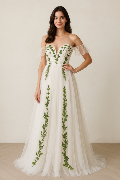 Florissea A-line Sweetheart Milk Wedding dress