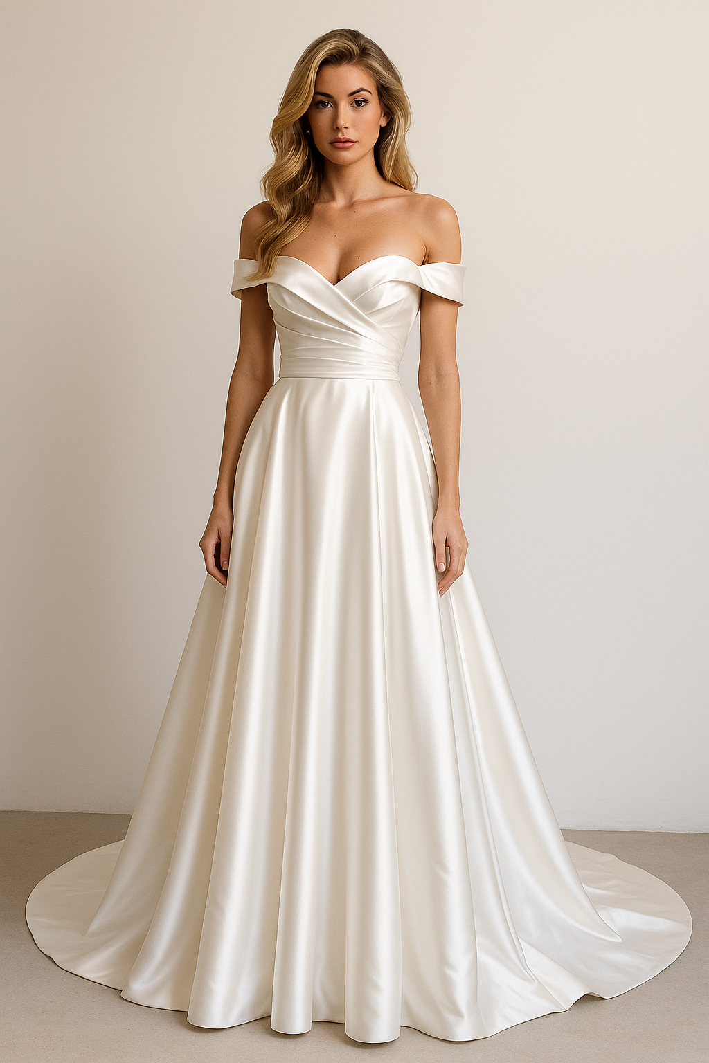 Veylinne A-line Off-shoulder/Drop shoulders Milk Wedding dress