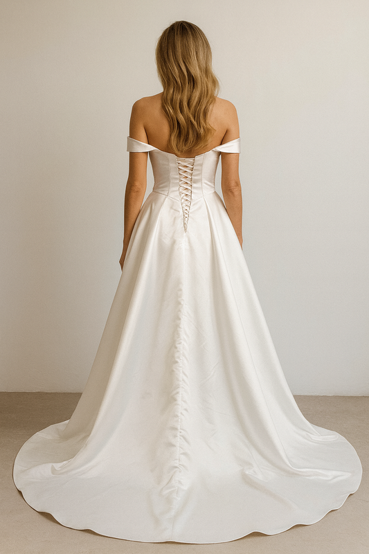 Veylinne A-line Off-shoulder/Drop shoulders Milk Wedding dress